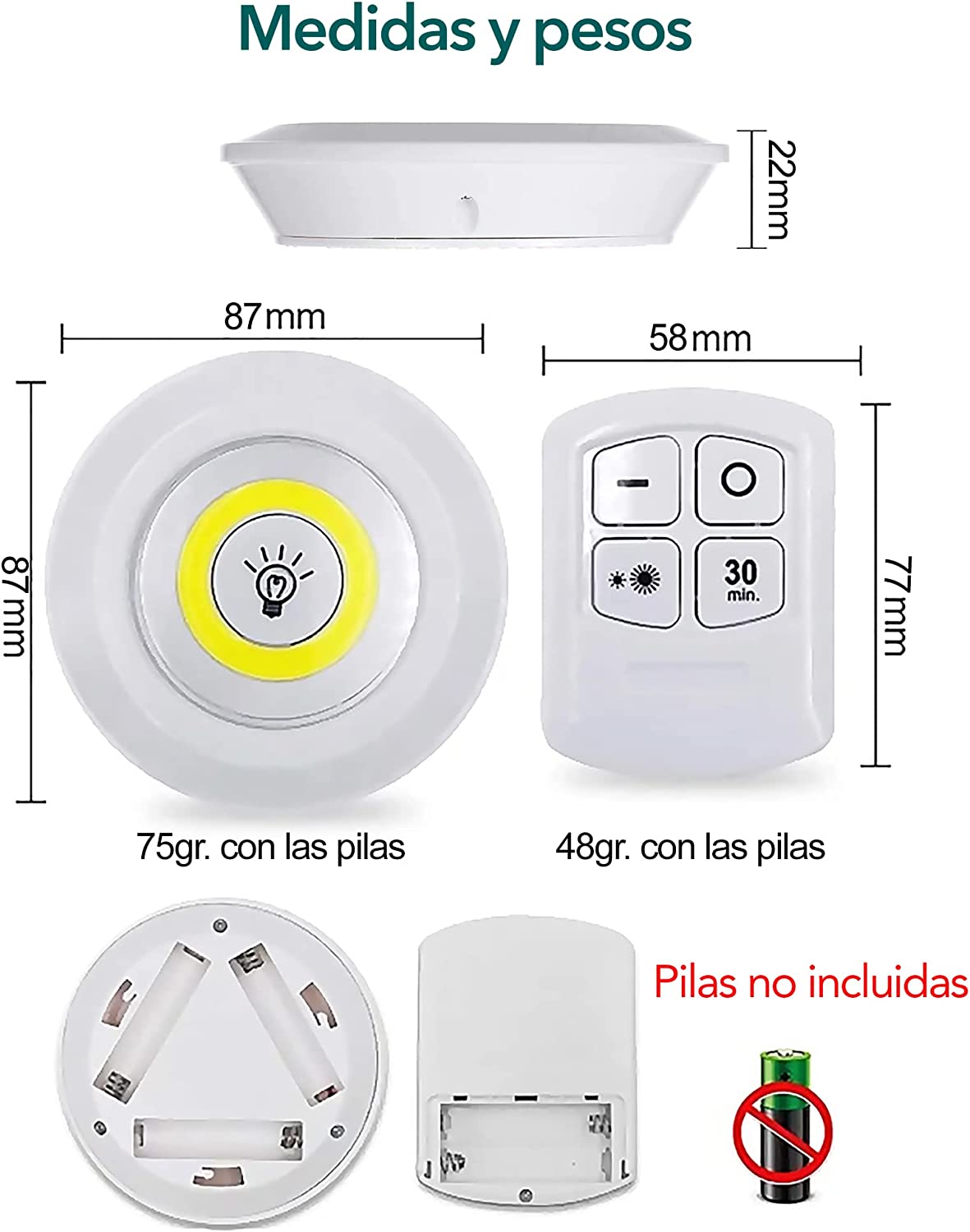 Set 3 Luces LED con mando